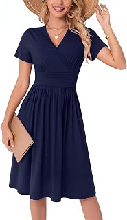 WUWUSKY Damen Sommerkleid Sexy V-Ausschnitt Figur betonend Leicht & Casual Midi…